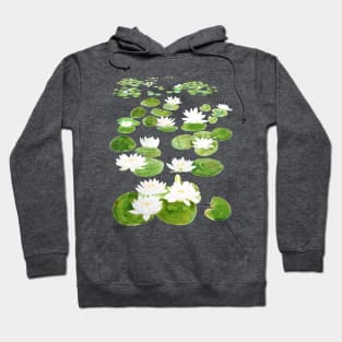 white waterlily pond watercolor Hoodie